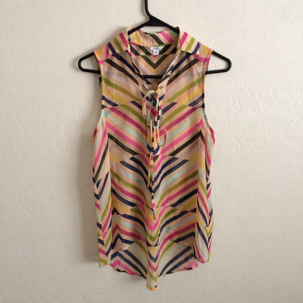 Guess Geometric Sheer Sleeveless Top Size XS